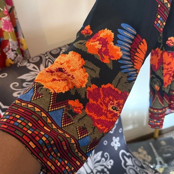 Rachel Zoe Black Blouse with Vibrant Embroidery - Picture 7 of 7